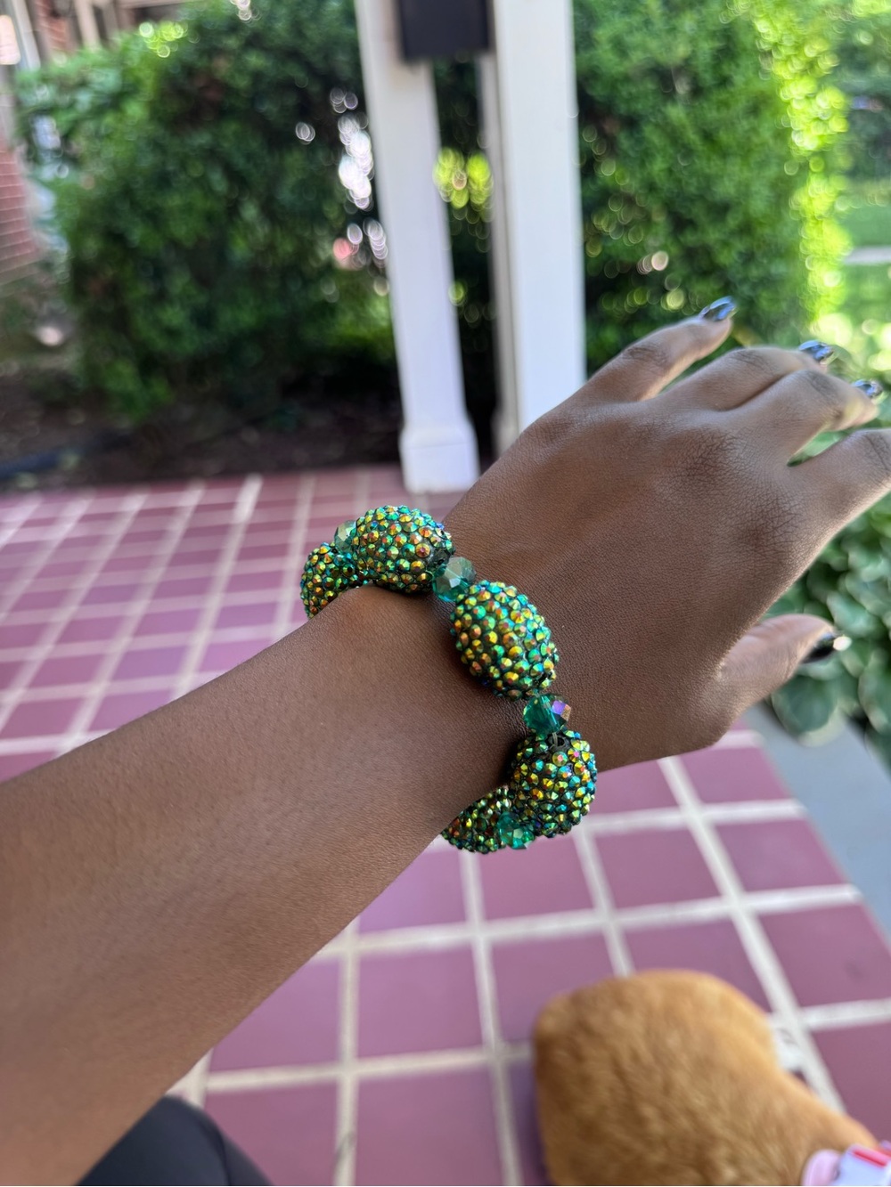 Green Beaded Statement Stretch Bracelet - Women's Jewelry